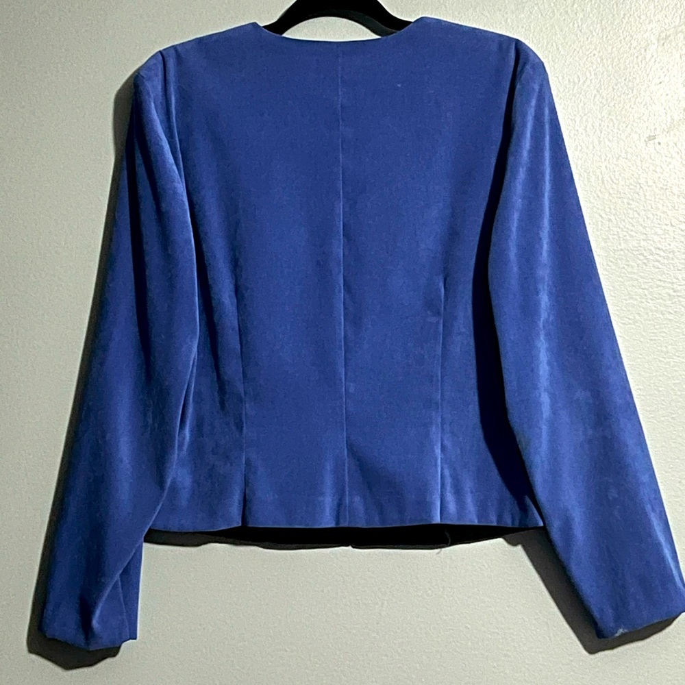 Black And Blue Microsuede Color Block Jacket - image 2